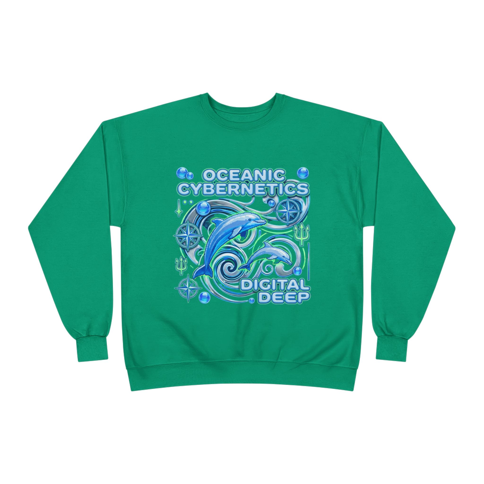 Oceanic Cybernetics Crewneck Sweatshirt — "Oceanic Cybernetics Digital Deep" Graphic