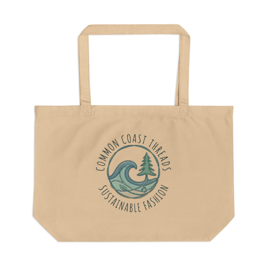 Eco Tote Bag — "Common Coast Threads: Sustainable Fashion" Beach Wave Logo