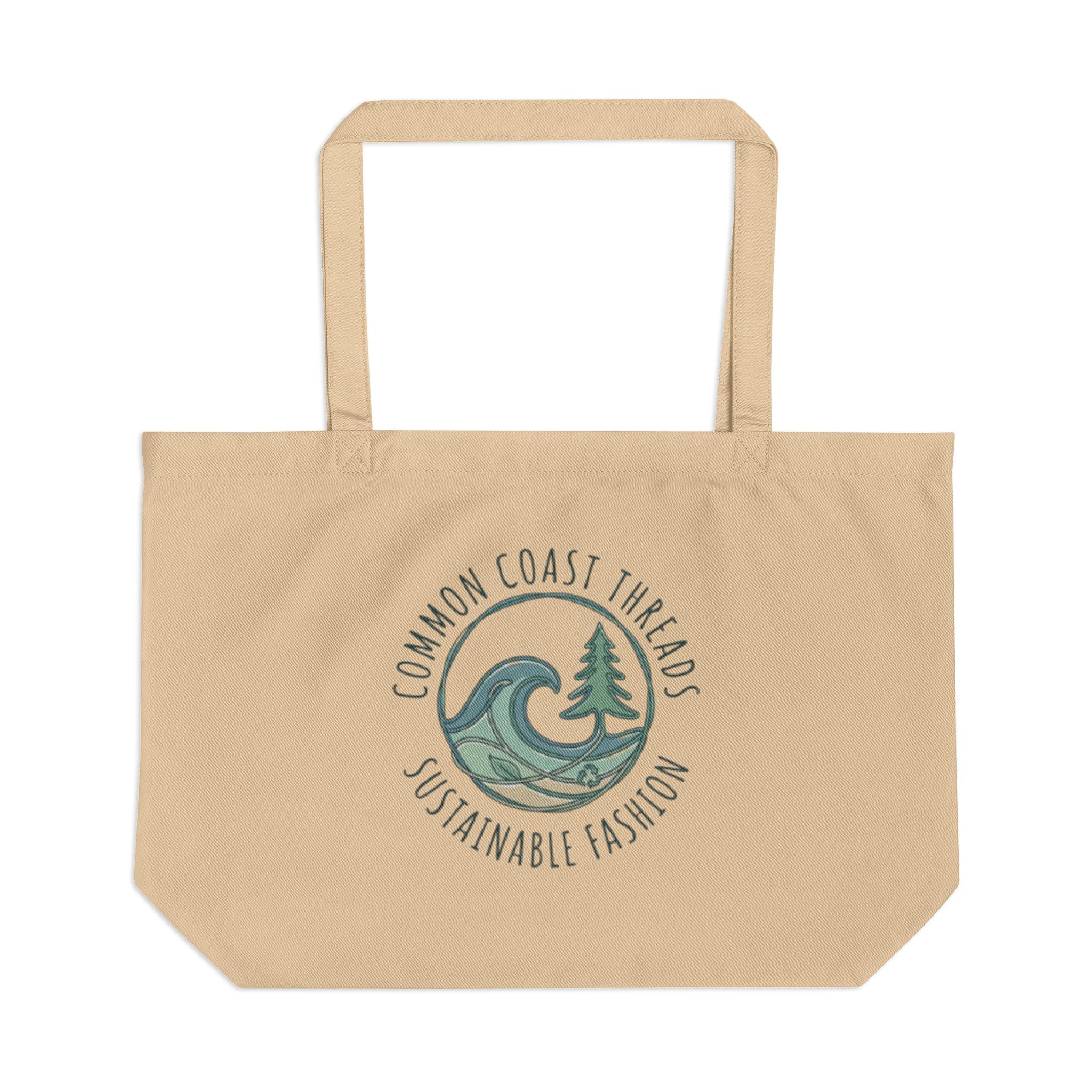 Eco Tote Bag — "Common Coast Threads: Sustainable Fashion" Beach Wave Logo