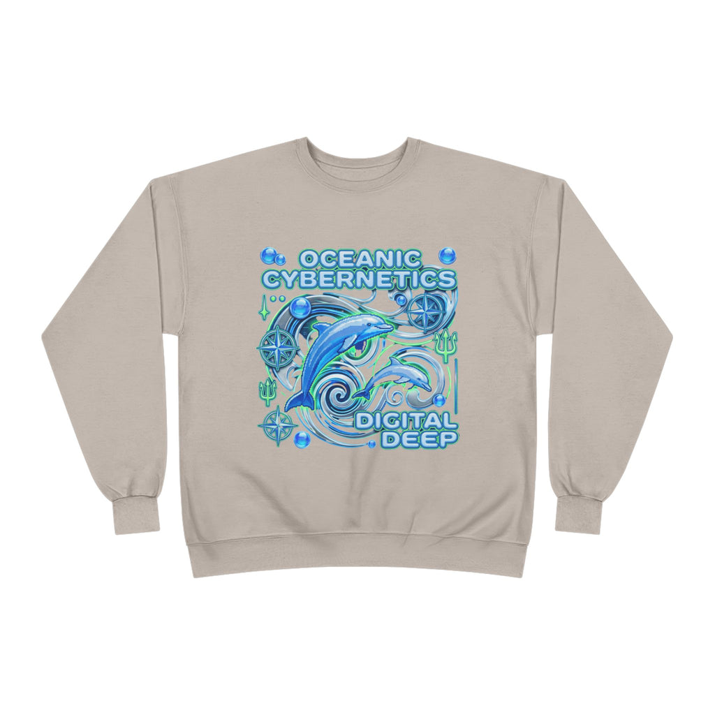 Oceanic Cybernetics Crewneck Sweatshirt — "Oceanic Cybernetics Digital Deep" Graphic