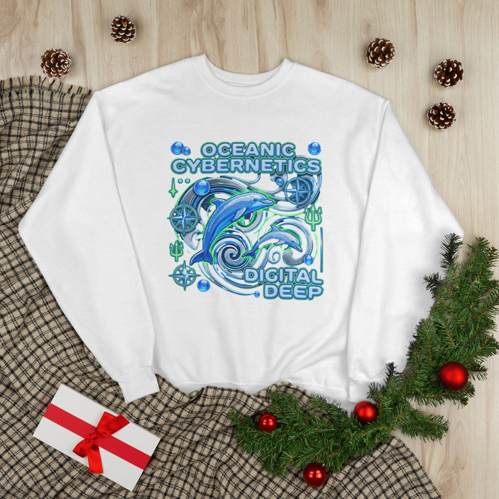 Oceanic Cybernetics Crewneck Sweatshirt — "Oceanic Cybernetics Digital Deep" Graphic