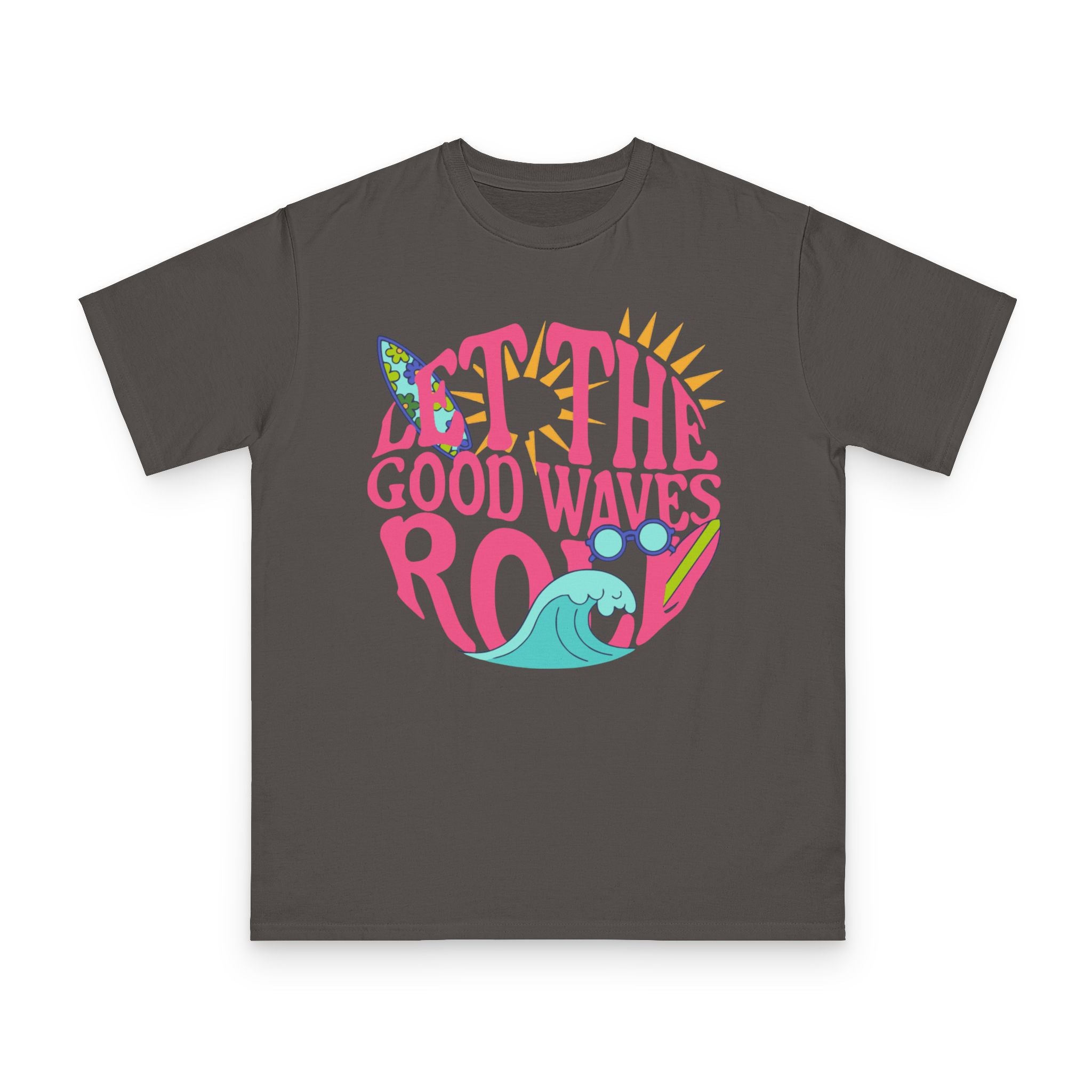 Retro Surf Postcard Tee — "Sunlit Shore" Organic Cotton T-Shirt