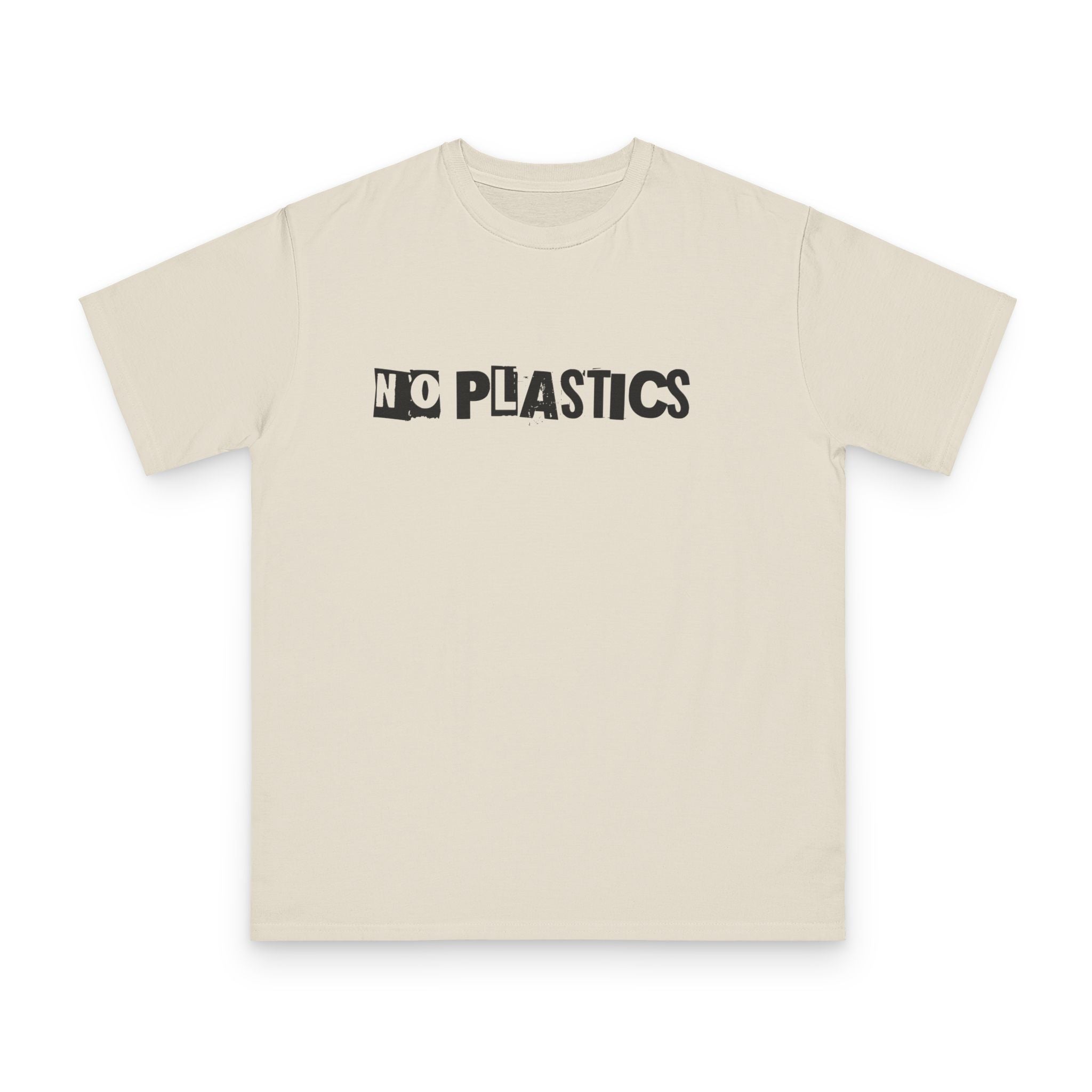 NO PLASTICS Organic Cotton T‑Shirt — Eco Statement Tee for Beach Cleanups & Everyday Wear