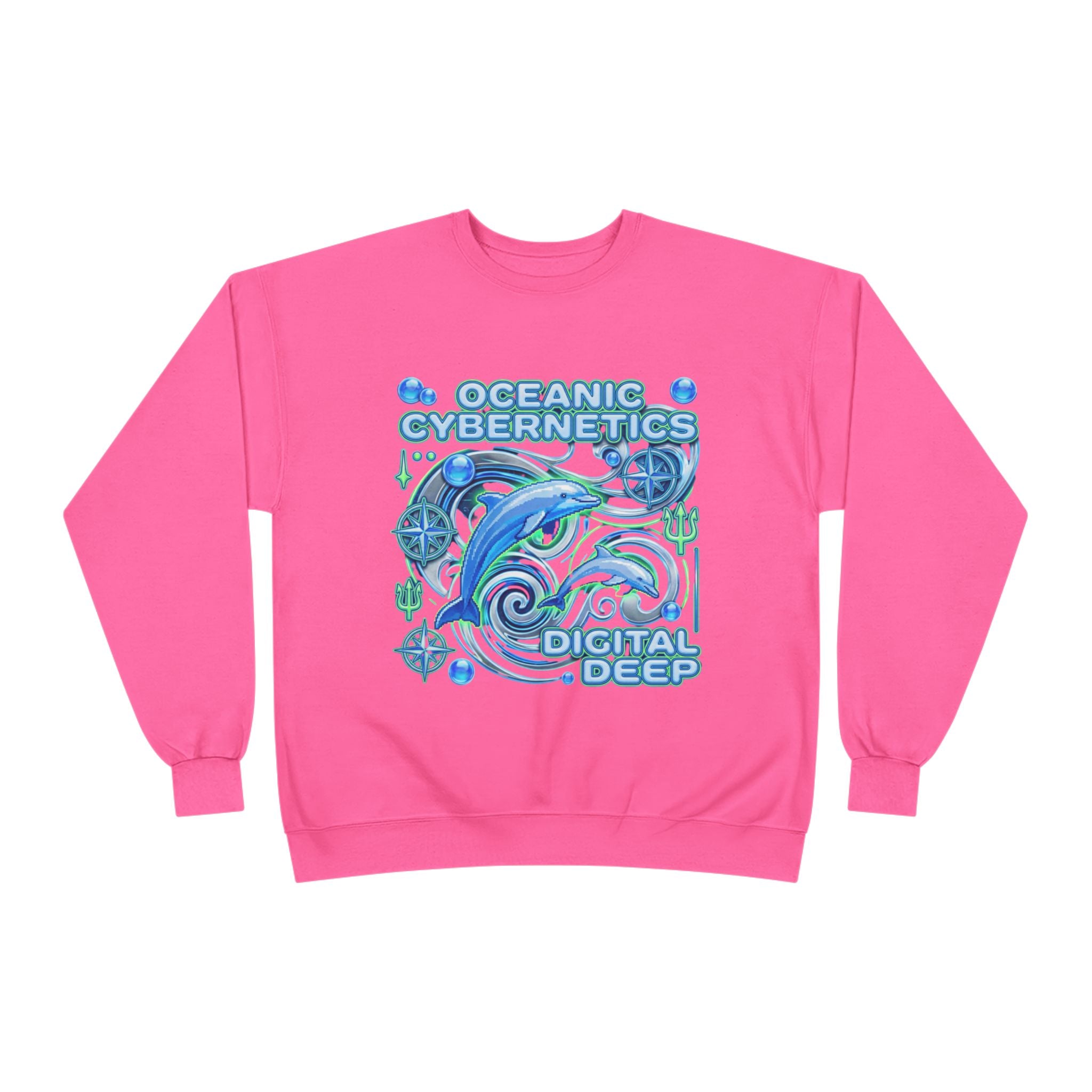 Oceanic Cybernetics Crewneck Sweatshirt — "Oceanic Cybernetics Digital Deep" Graphic