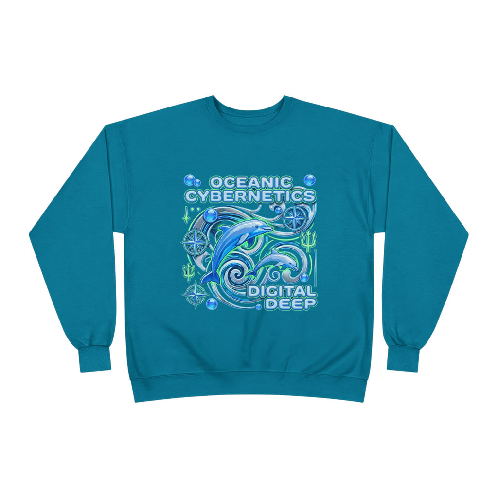 Oceanic Cybernetics Crewneck Sweatshirt — "Oceanic Cybernetics Digital Deep" Graphic