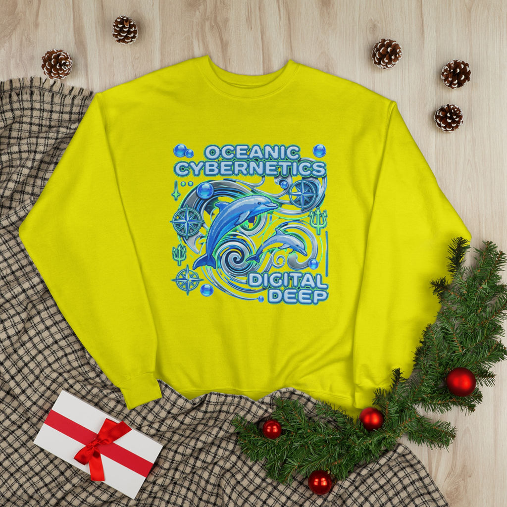 Oceanic Cybernetics Crewneck Sweatshirt — "Oceanic Cybernetics Digital Deep" Graphic