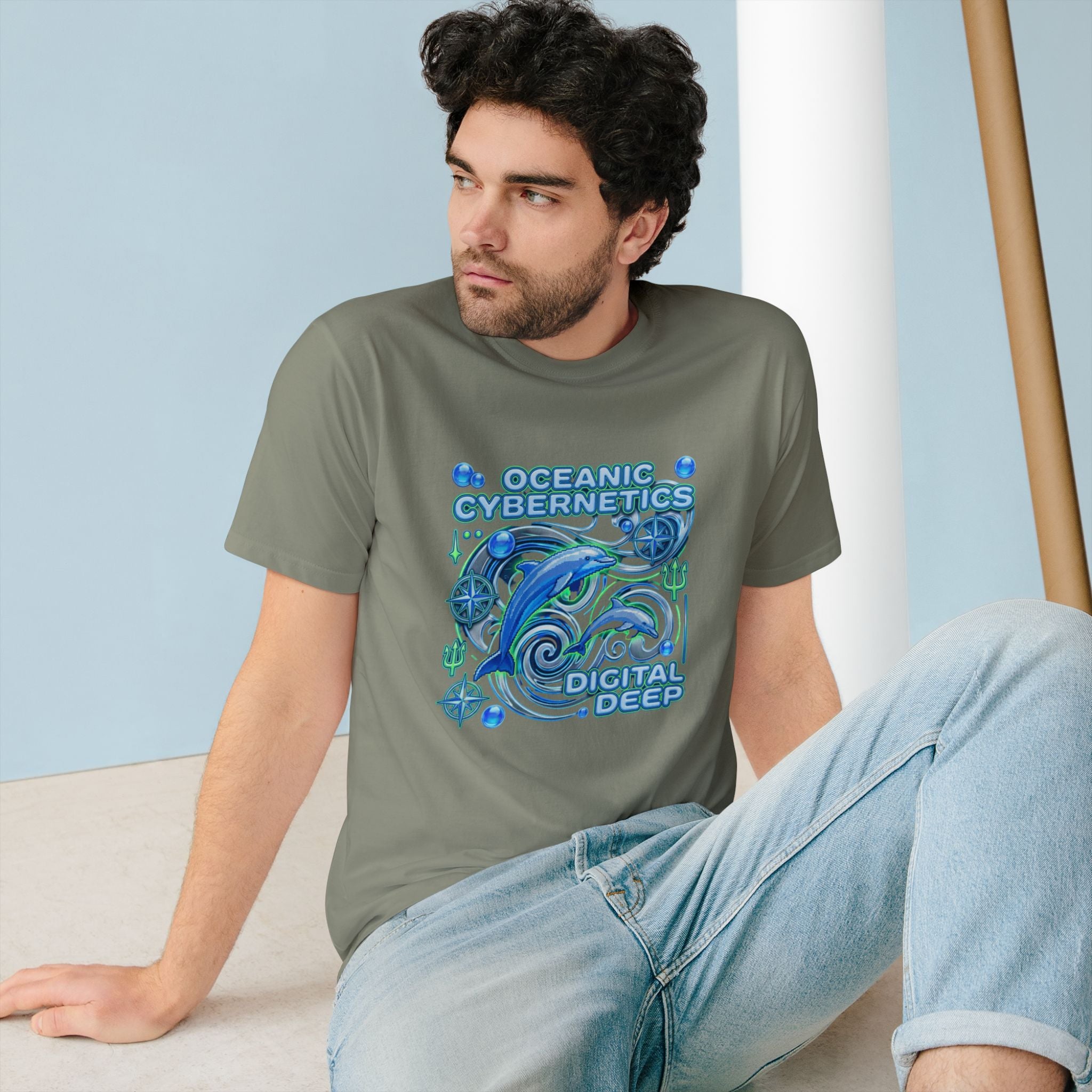 Oceanic Cybernetics T-Shirt — "Digital Deep" Dolphin Graphic