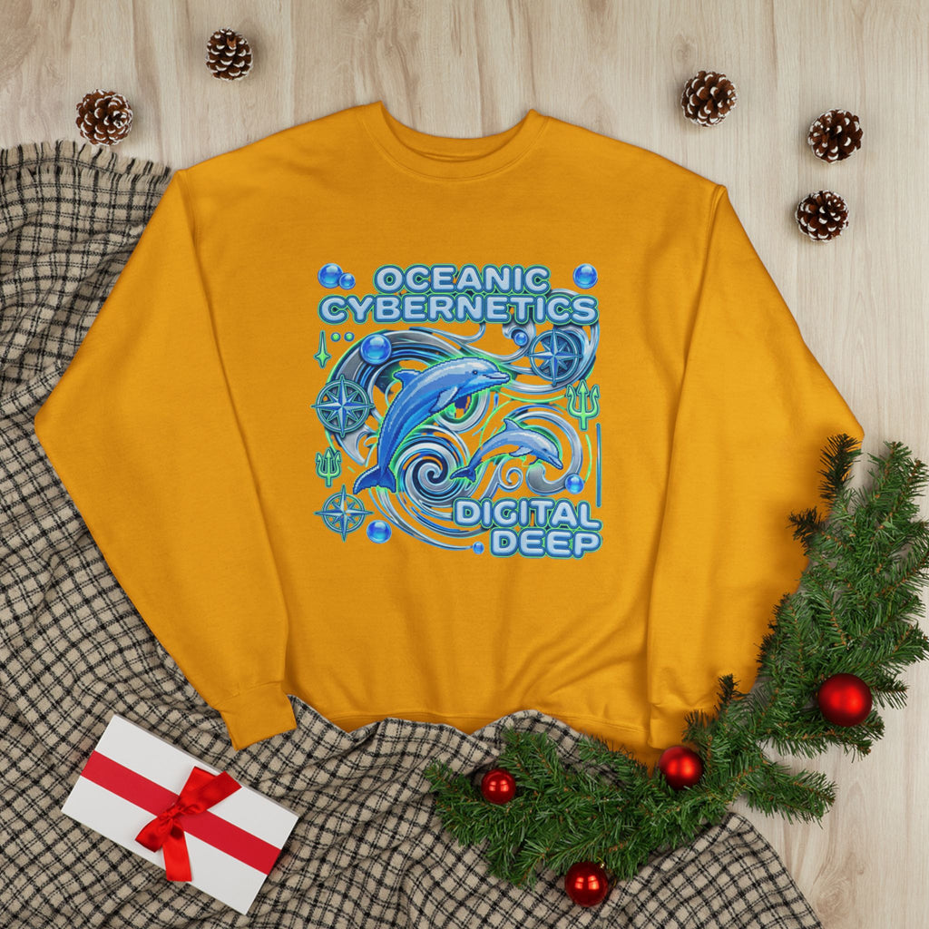 Oceanic Cybernetics Crewneck Sweatshirt — "Oceanic Cybernetics Digital Deep" Graphic