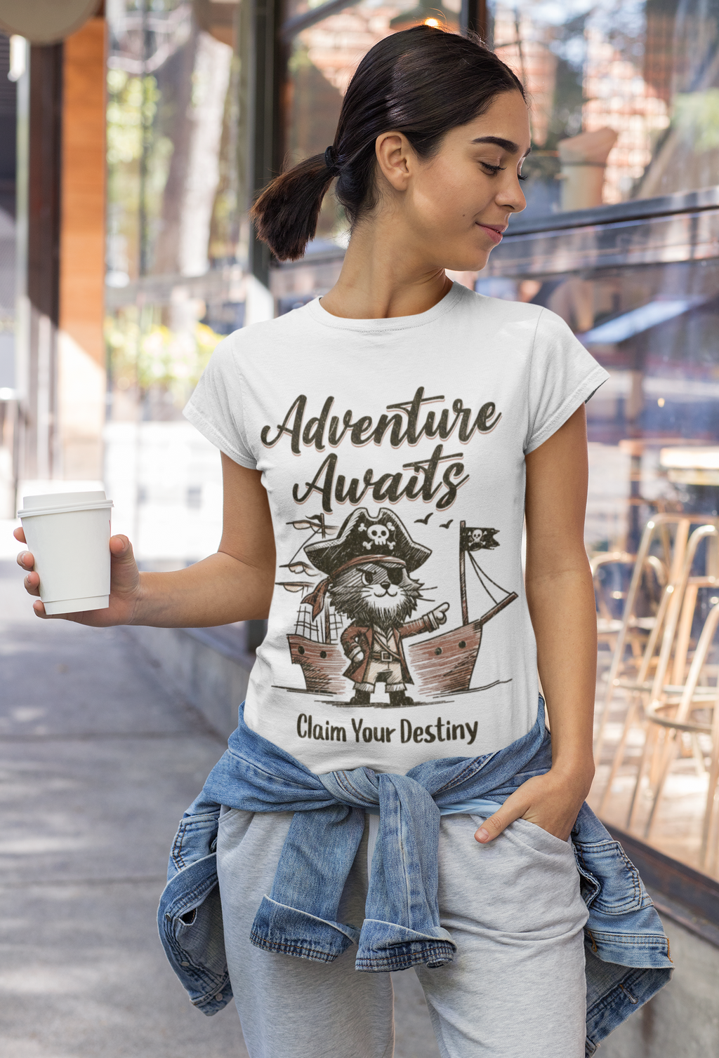 Adventure Awaits Pirate Ship Organic Tee — "Claim Your Destiny"
