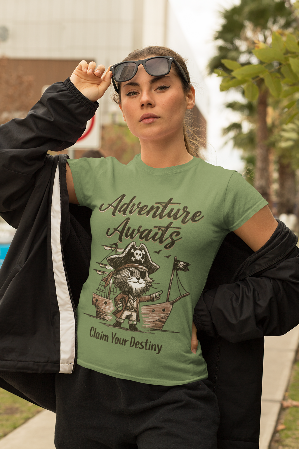 Adventure Awaits Pirate Ship Organic Tee — "Claim Your Destiny"
