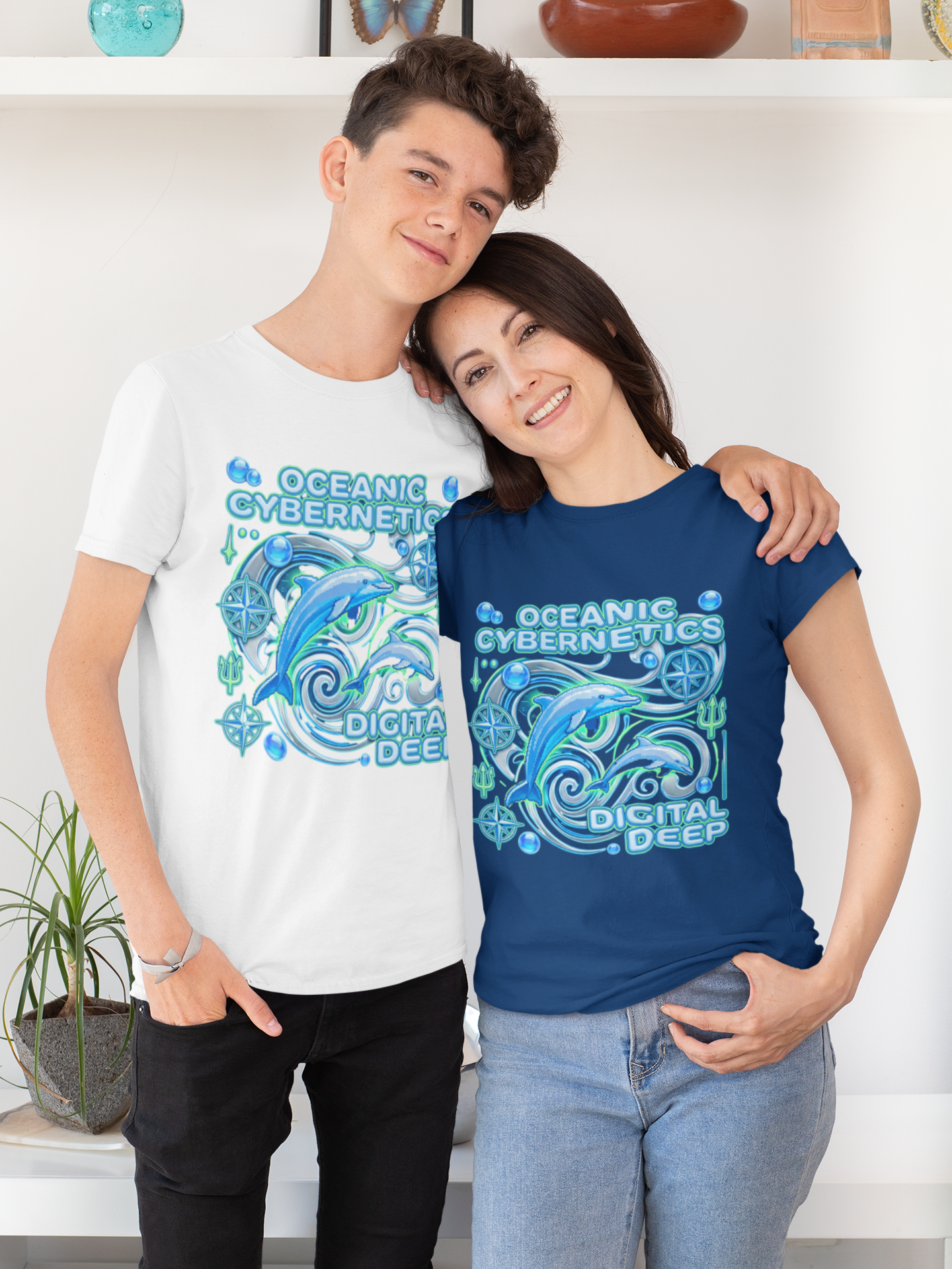 Oceanic Cybernetics T-Shirt — "Digital Deep" Dolphin Graphic
