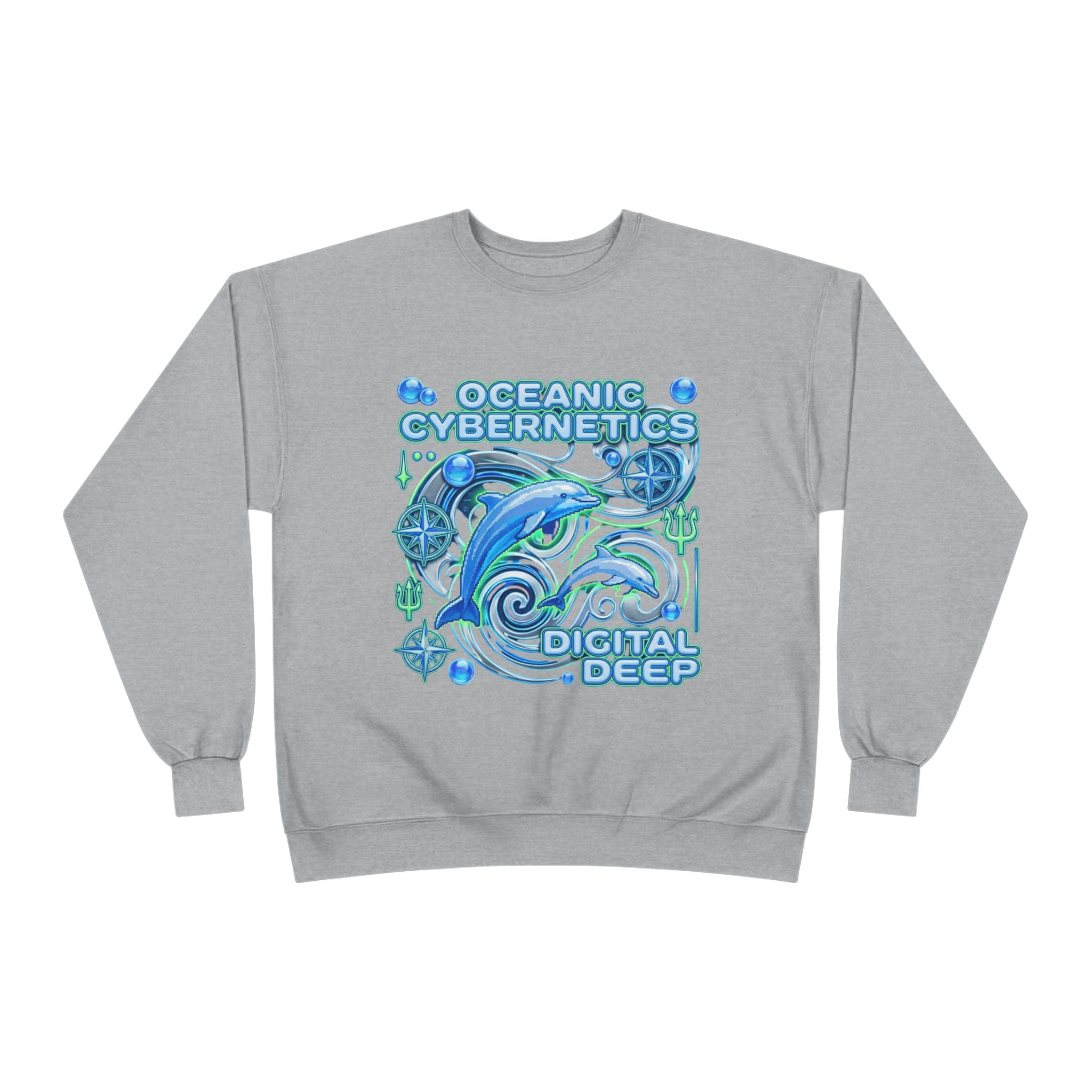 Oceanic Cybernetics Crewneck Sweatshirt — "Oceanic Cybernetics Digital Deep" Graphic