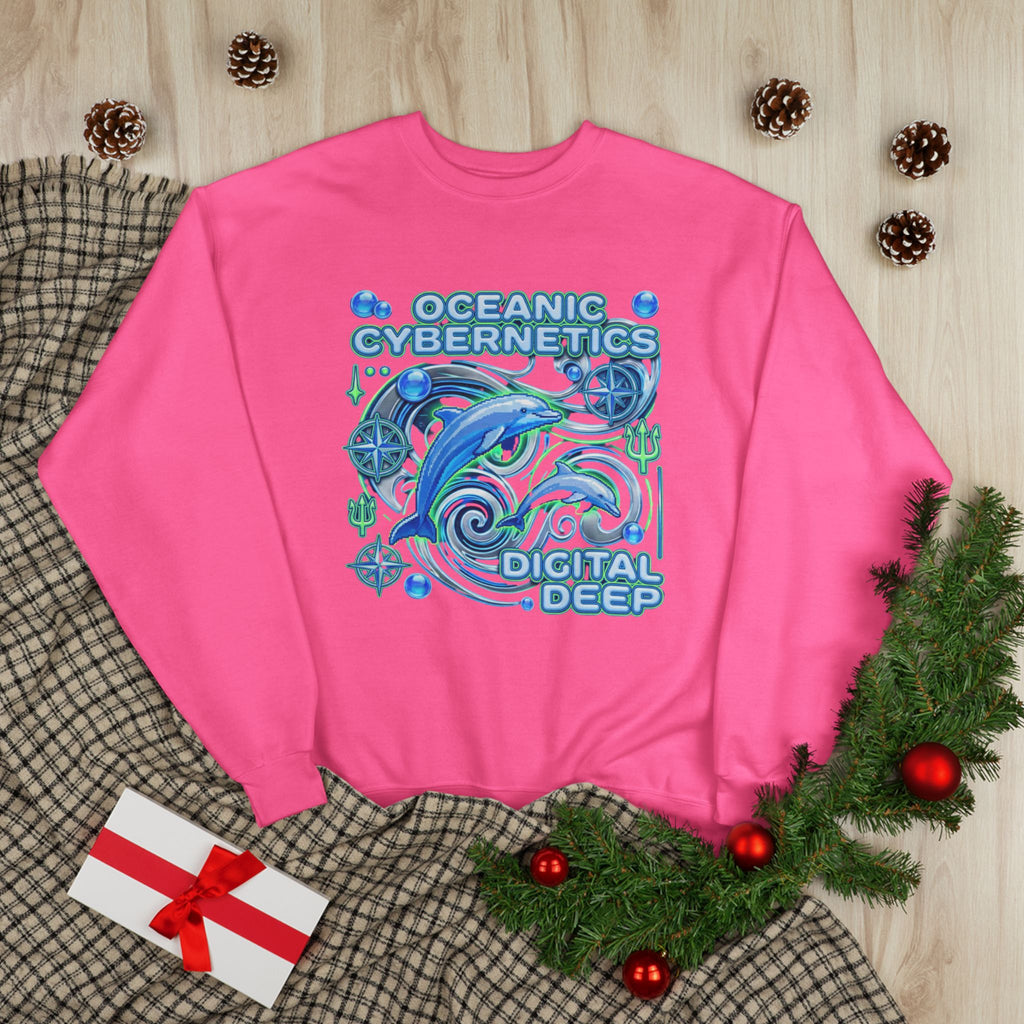 Oceanic Cybernetics Crewneck Sweatshirt — "Oceanic Cybernetics Digital Deep" Graphic