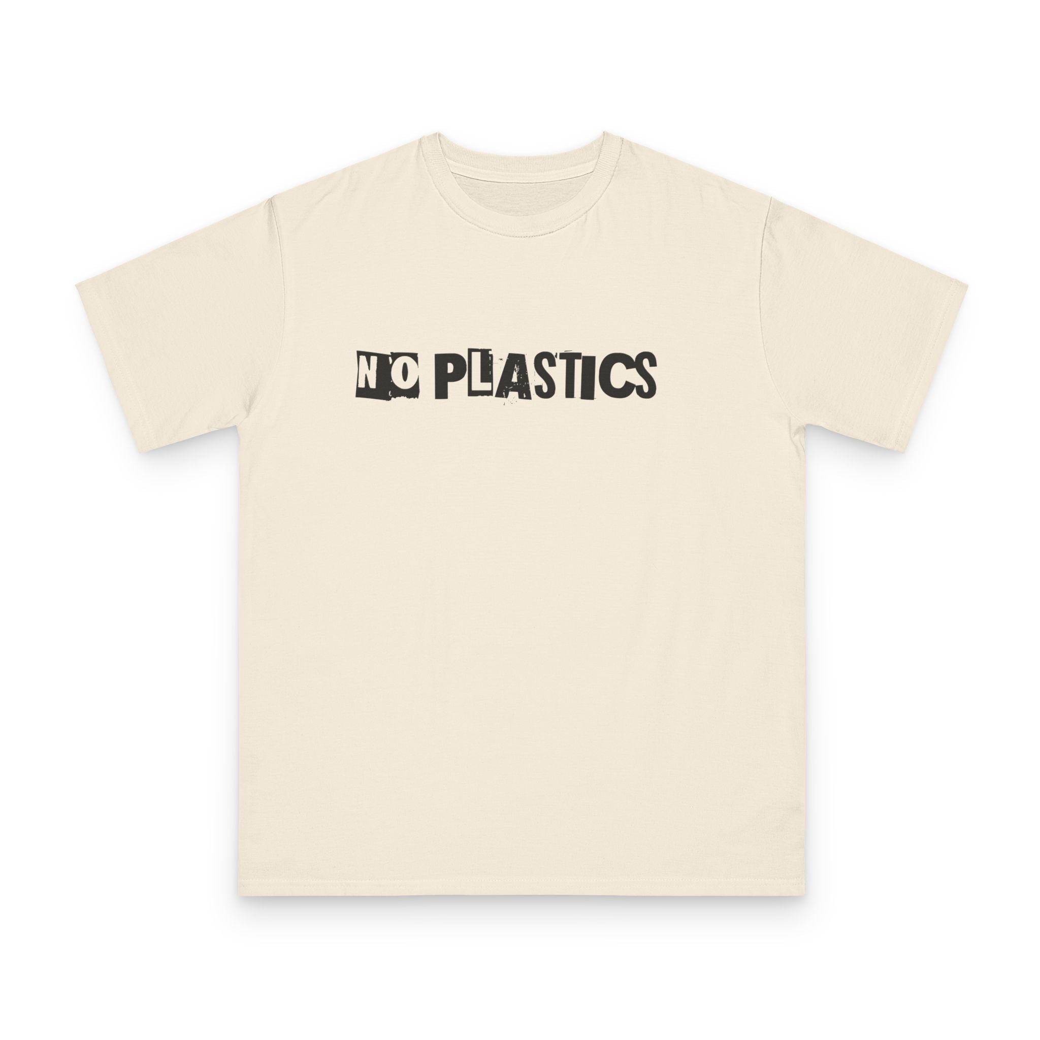 NO PLASTICS Organic Cotton T‑Shirt — Eco Statement Tee for Beach Cleanups & Everyday Wear