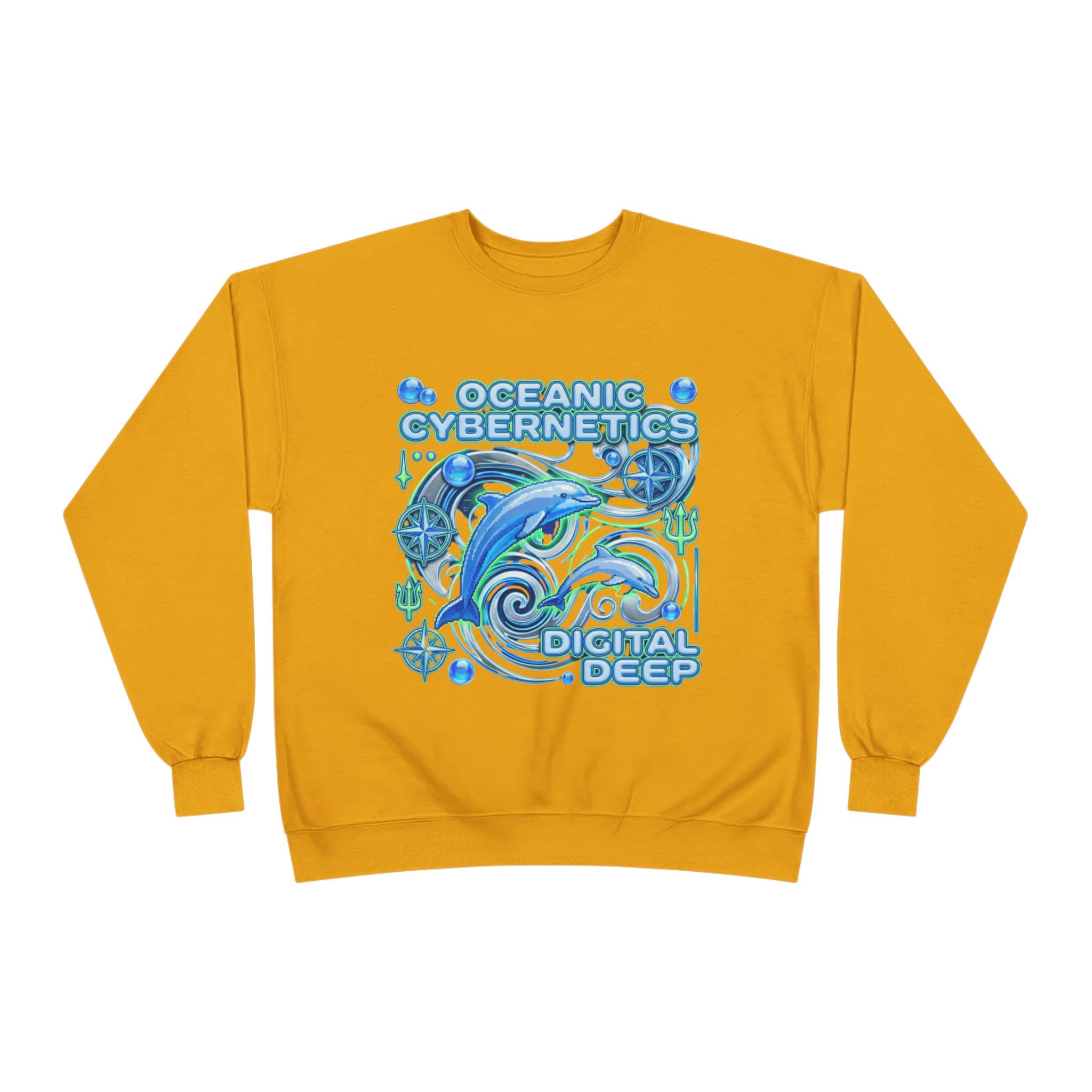 Oceanic Cybernetics Crewneck Sweatshirt — "Oceanic Cybernetics Digital Deep" Graphic